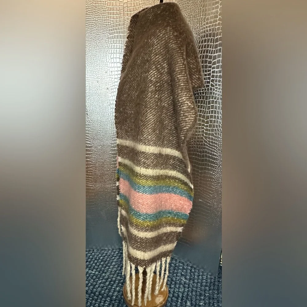 Cozy Striped Fringe Shawl 72 x 15